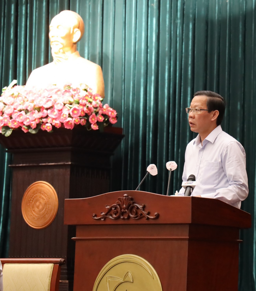 Chủ tịch UBND TPHCM ph&aacute;t biểu khai mạc Hội nghị.