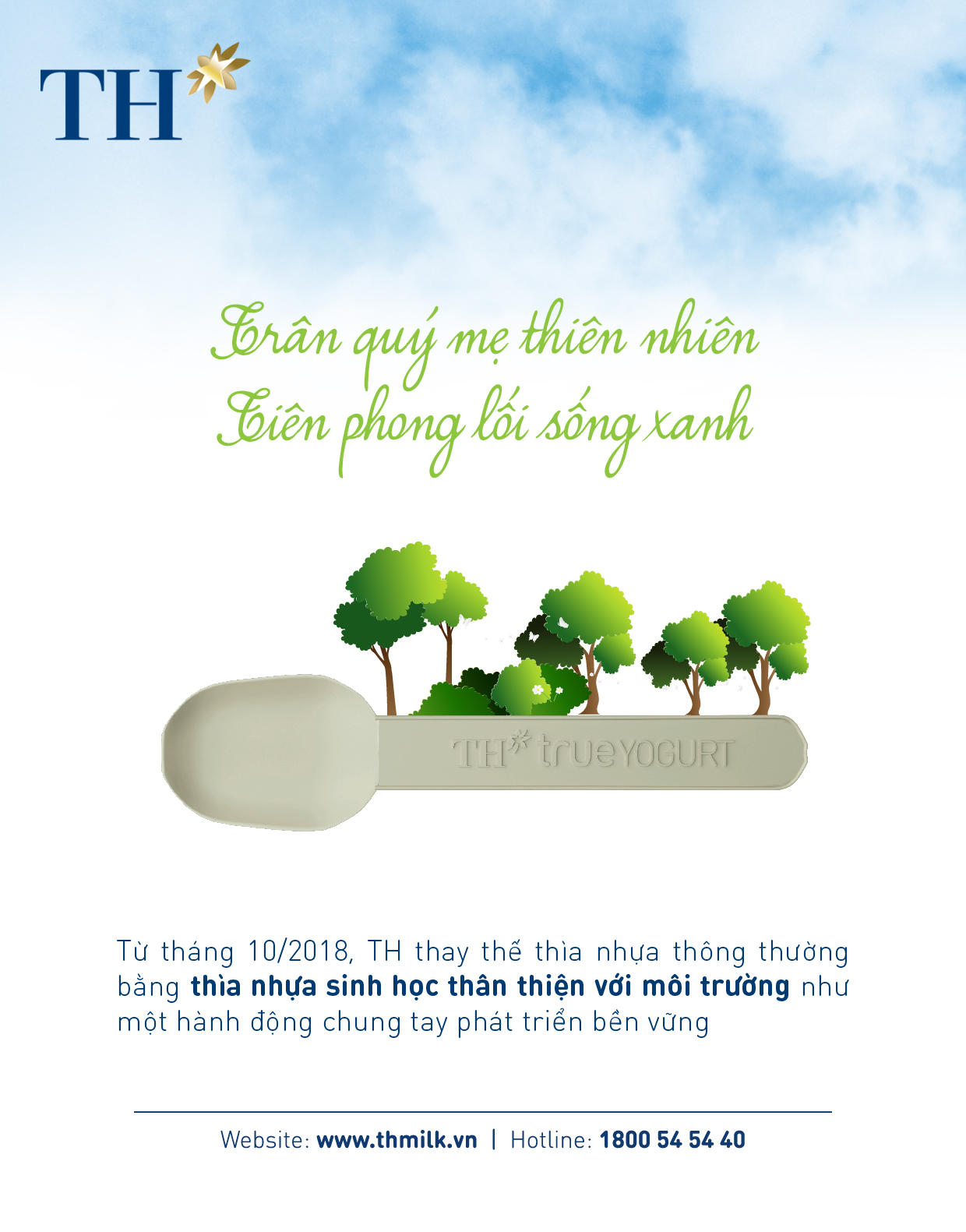 TH true MILK l&agrave; thương hiệu ti&ecirc;n phong trong ng&agrave;nh sữa sử dụng th&igrave;a sữa chua l&agrave;m từ chất liệu sinh học th&acirc;n thiện với m&ocirc;i trường.