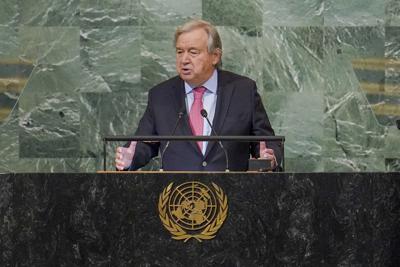 Tổng thư k&yacute; Li&ecirc;n Hiệp Quốc Antonio Guterres ph&aacute;t biểu tại cuộc họp thường ni&ecirc;n  của Hội đồng bảo anLHQ