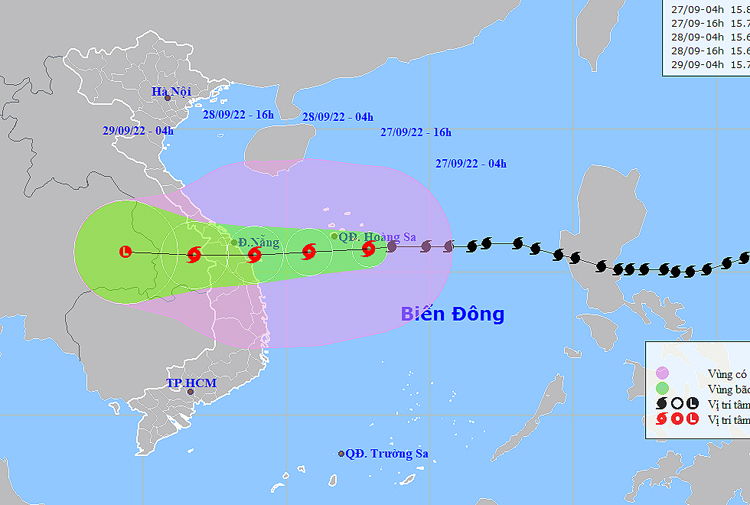 Vị trí và đường đi của cơn bão số 4