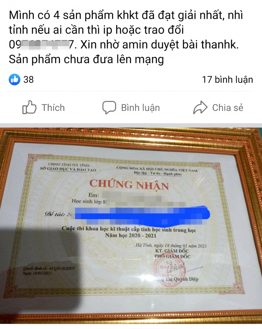 Sản phẩm khoa học được rao b&aacute;n tr&ecirc;n mạng
