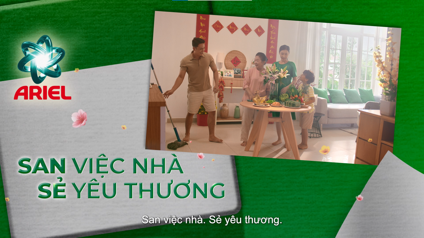Video tết đầy cảm hứng mang t&ecirc;n San việc nh&agrave;, sẻ y&ecirc;u thương của Ariel - Ảnh: Ariel