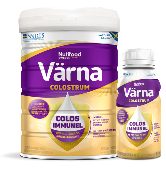 Sản phẩm V&auml;rna Colostrum gi&uacute;p tăng đề kh&aacute;ng nhanh được coi l&agrave; &ldquo;tinh hoa c&ocirc;ng nghệ&rdquo;, được đặc chế ph&ugrave; hợp cho thể trạng người Việt