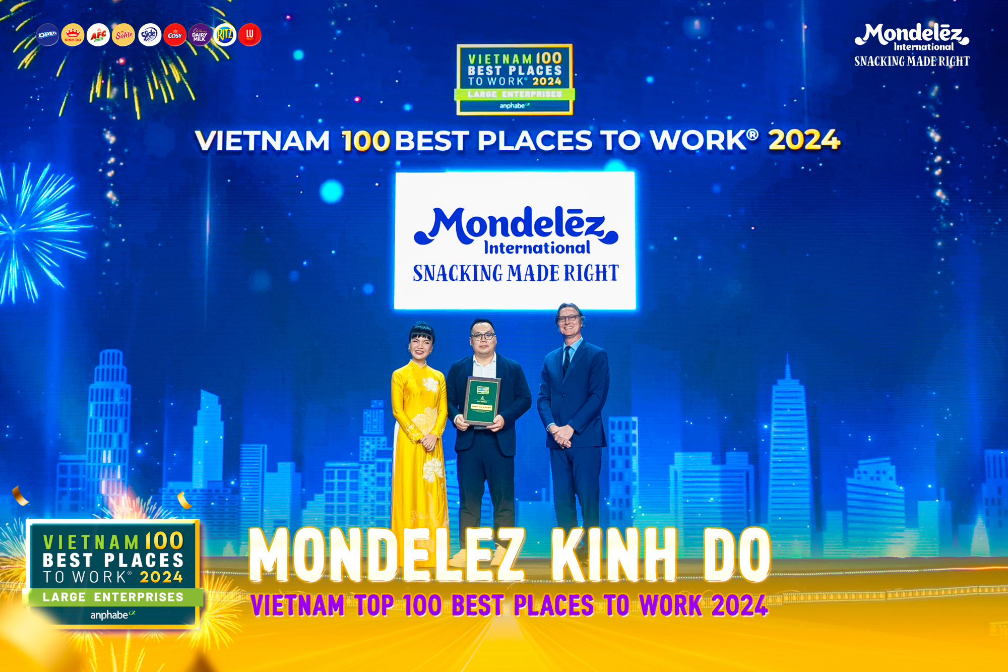 Mondelez Kinh Đ&ocirc; ti&ecirc;́p tục góp mặt l&acirc;̀n thứ 5 li&ecirc;n ti&ecirc;́p trong danh sách những nơi làm vi&ecirc;̣c t&ocirc;́t nh&acirc;́t Vi&ecirc;̣t Nam - Ảnh: Mondelez Kinh Đ&ocirc;