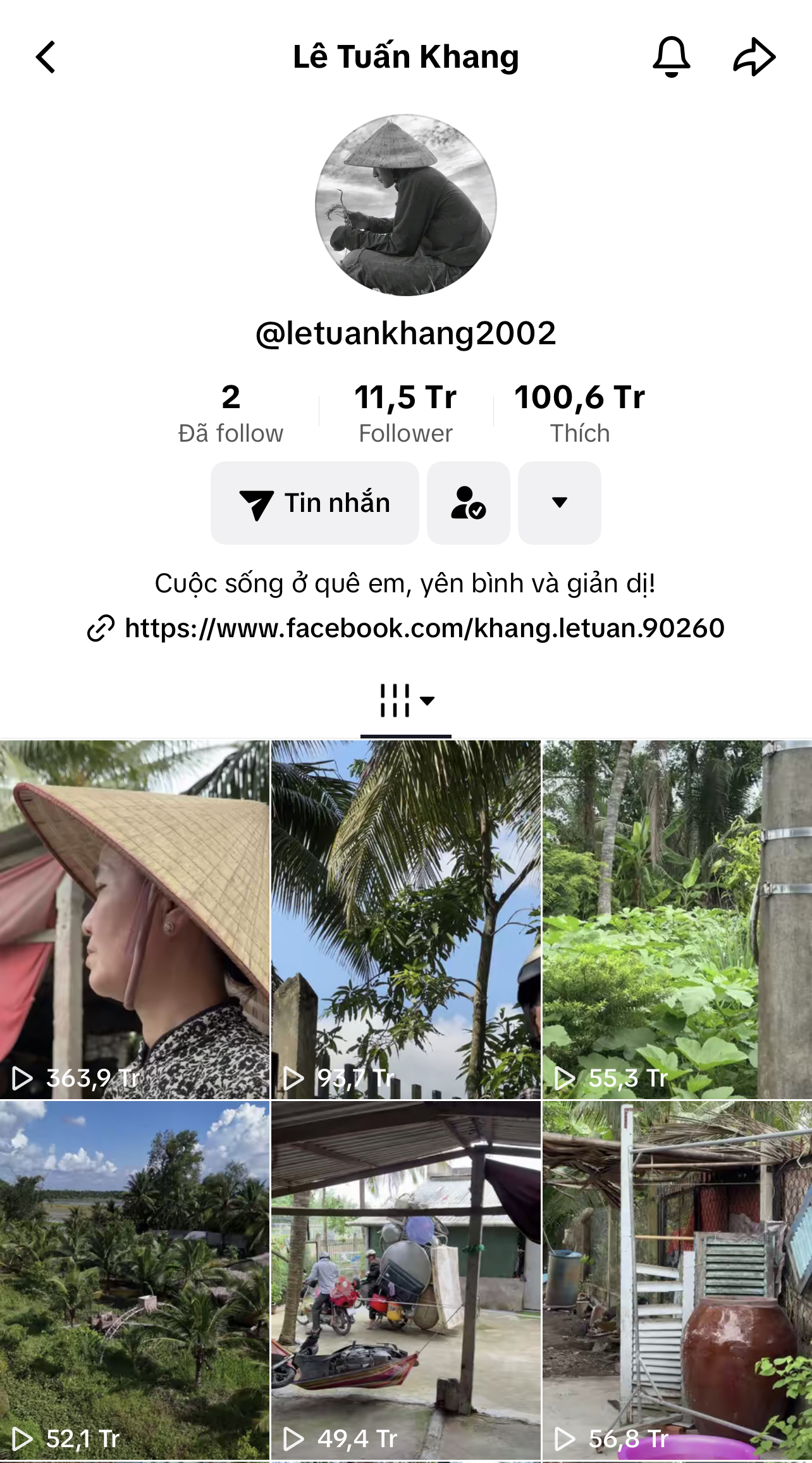 K&ecirc;nh TikTok với số lượng người theo d&otilde;i rất lớn của L&ecirc; Tuấn Khang