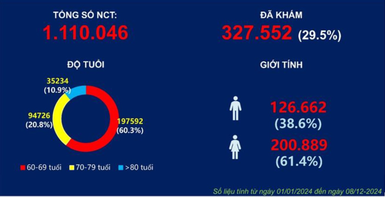Số liệu thống k&ecirc; từ ng&agrave;y 1/1 đến 8/12/2024 của Sở Y tế TPHCM về m&ocirc; h&igrave;nh bệnh tật của người cao tuổi tại th&agrave;nh phố - Ảnh: HIDS