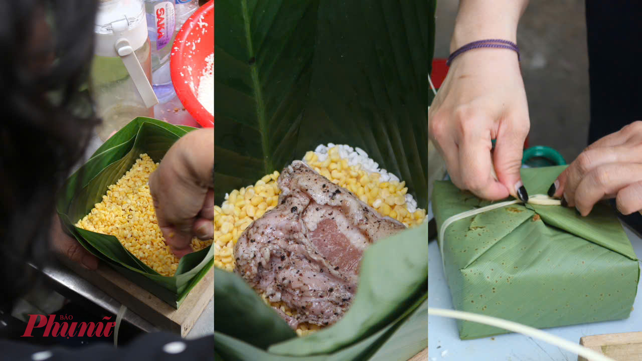 Những chiếc b&aacute;nh chưng với đầy đủ nếp, đậu xanh, thịt được c&aacute;c th&agrave;nh vi&ecirc;n nh&oacute;m Cơm 1000 đồng 