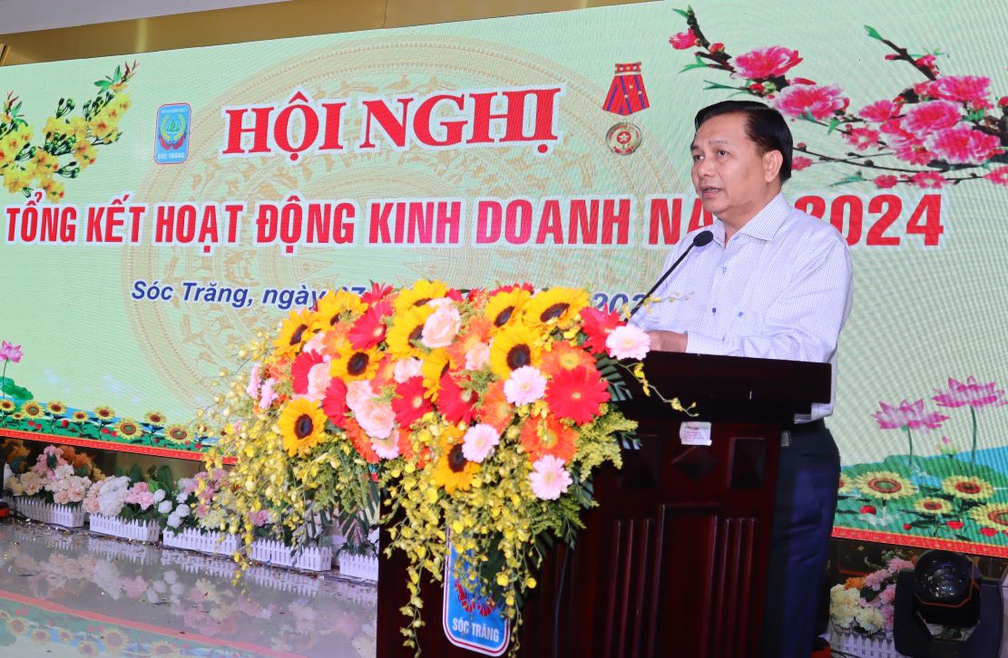 &Ocirc;ng Trần Văn L&acirc;u - Chủ tịch UBND tỉnh S&oacute;c Trăng - ph&aacute;t biểu chỉ đạo tại hội nghị - Ảnh: C&ocirc;ng ty TNHH MTV XSKT tỉnh S&oacute;c Trăng