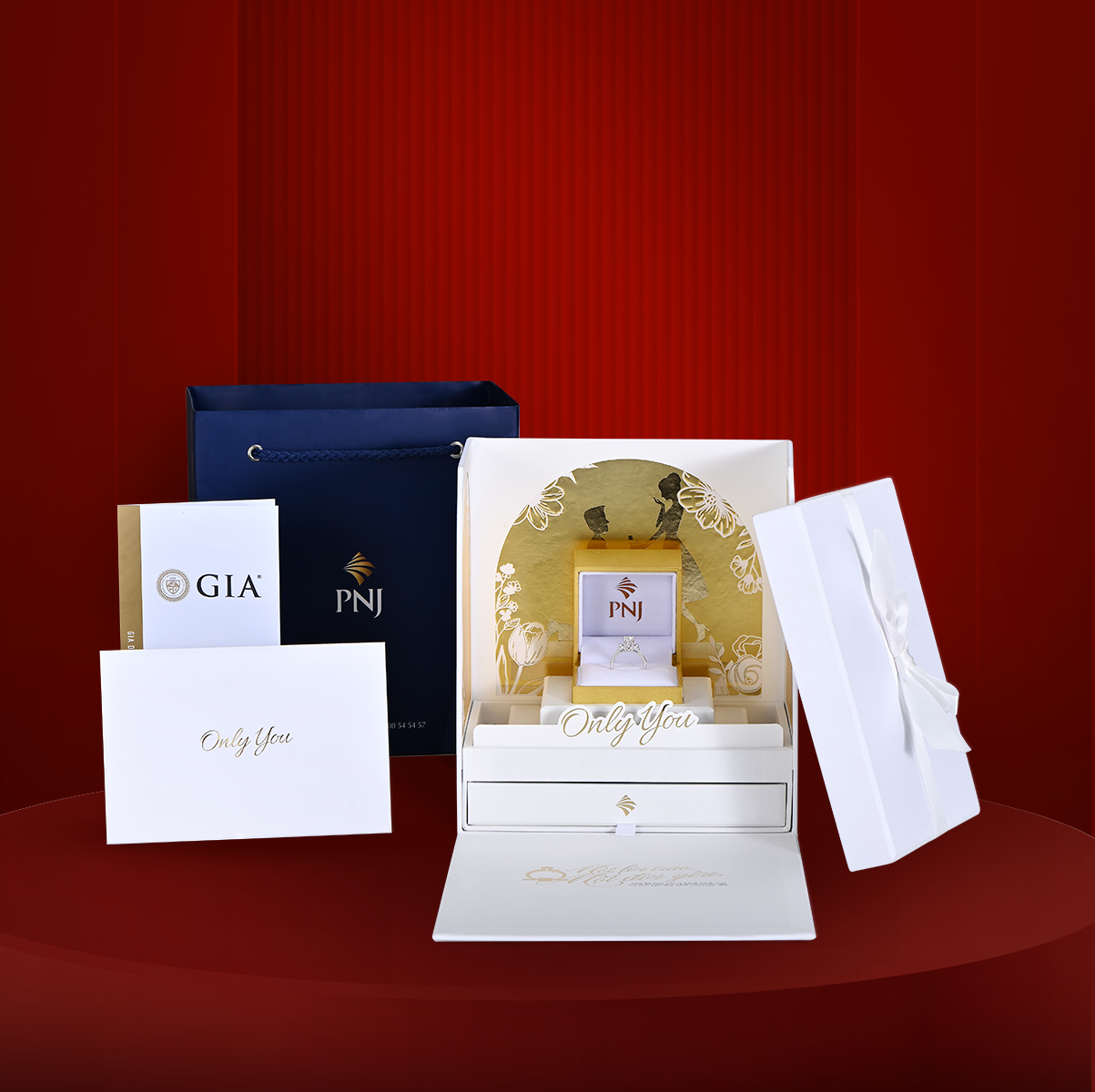 Nhẫn cầu h&ocirc;n Only You đi k&egrave;m Special GiftBox sang trọng, đẳng cấp - Ảnh: PNJ
