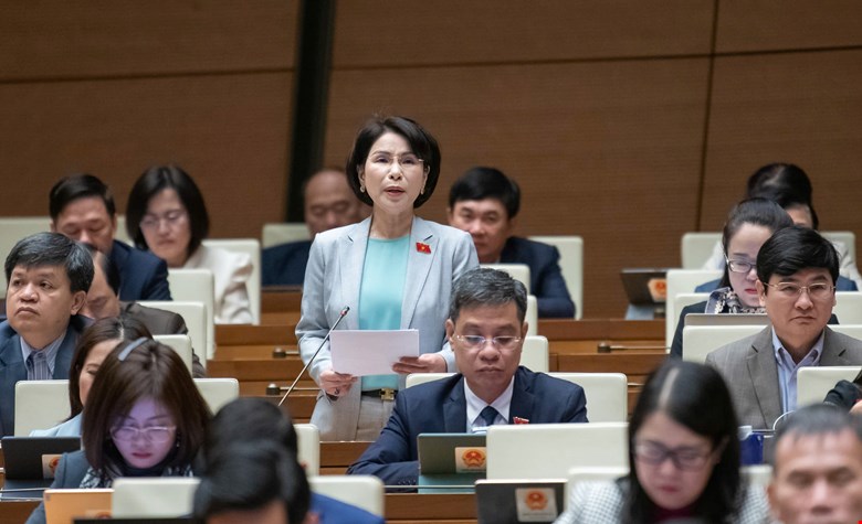 ĐBQH Trần Thị Nhị H&agrave; ph&aacute;t biểu tại phi&ecirc;n thảo luận s&aacute;ng 17/2 - ảnh: Media Quốc hội