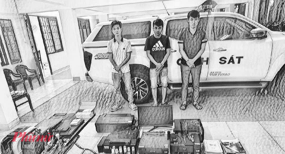 Cảnh s&aacute;t bắt giữ c&aacute;c đối tượng c&ugrave;ng tang vật