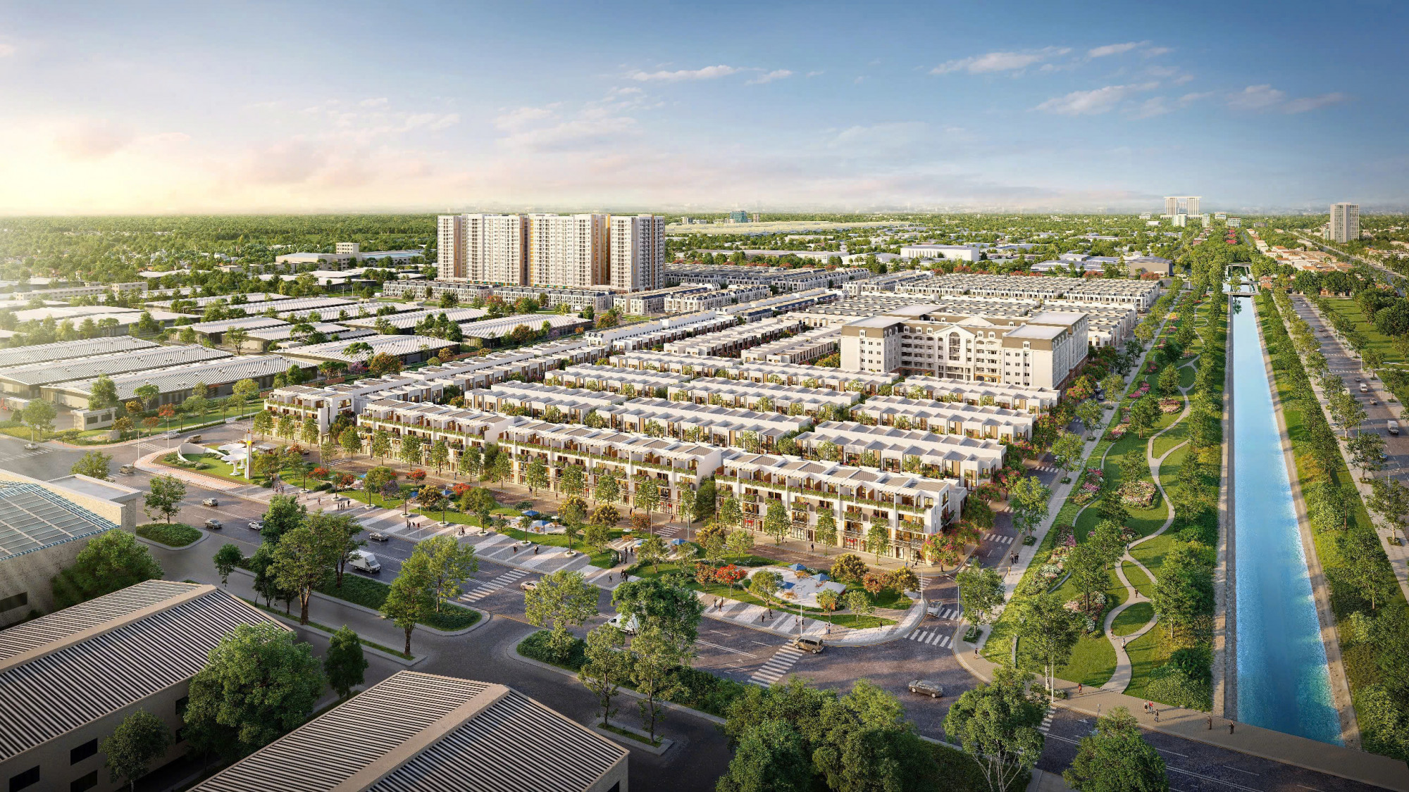 Phối cảnh K-Home New City - đ&ocirc; thị nh&agrave; ở x&atilde; hội chuẩn Singapore đầu ti&ecirc;n tại Việt Nam, đang được Kim Oanh Group ph&aacute;t triển tại th&agrave;nh phố mới B&igrave;nh Dương