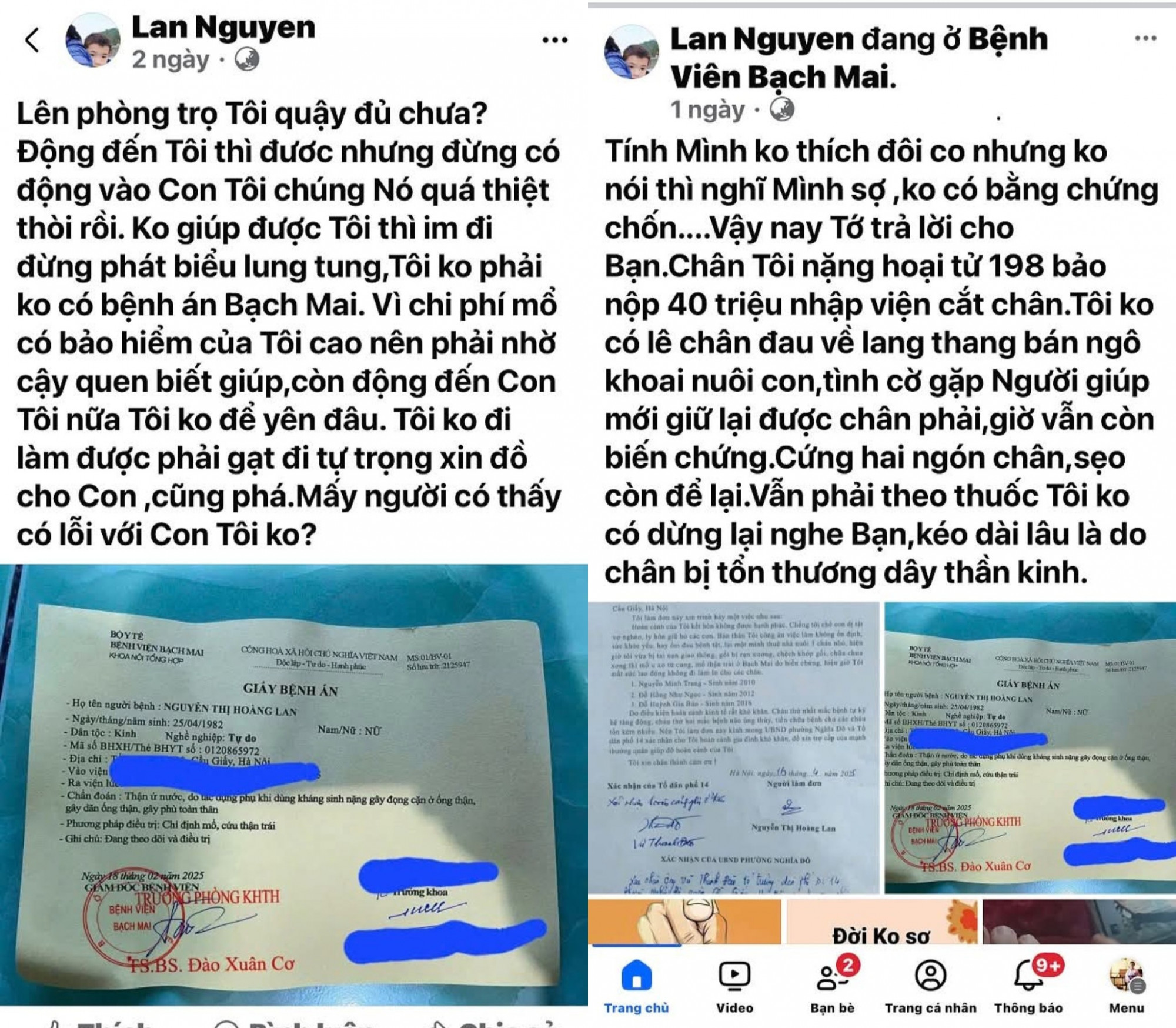 T&agrave;i khoản đăng giấy tờ giả mạo của Bệnh viện Bạch Mai - ảnh: BVCC