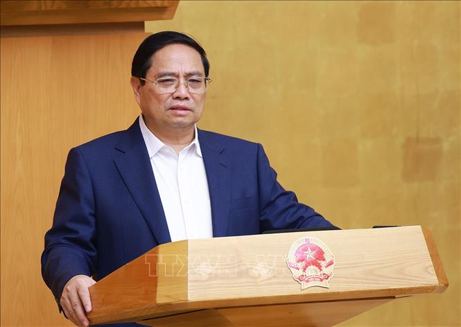 Thủ tướng Phạm Minh Ch&iacute;nh chủ tr&igrave; Phi&ecirc;n họp Ch&iacute;nh phủ thường kỳ th&aacute;ng 5 năm 2025. Ảnh: Dương Giang/TTXVN