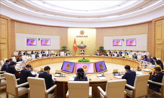 Phi&ecirc;n họp Ch&iacute;nh phủ thường kỳ th&aacute;ng 5 năm 2025. Ảnh: Dương Giang/TTXVN