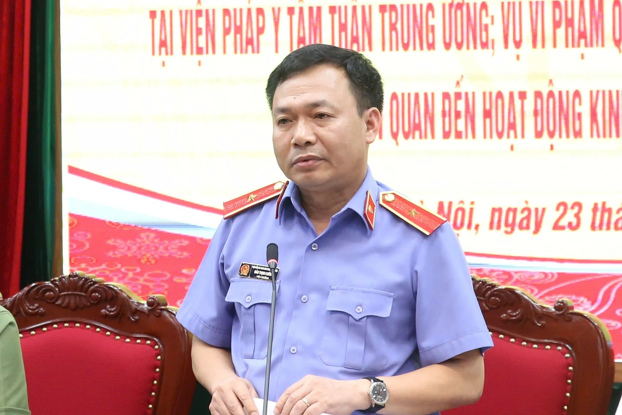 &Ocirc;ng Đ&agrave;o Thịnh Cường, Viện trưởng VKSND TP H&agrave; Nội, th&ocirc;ng tin về vụ &aacute;n - Ảnh: P.K
