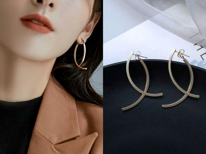 Nếu bạn đang chuẩn bị cho một buổi tiệc tối hoặc bữa hẹn trong kh&ocirc;ng gian sang trọng, h&atilde;y c&acirc;n nhắc chọn đ&ocirc;i b&ocirc;ng tai d&aacute;ng v&ograve;ng giao nhau n&agrave;y. Phần thiết kế cong nhẹ &ocirc;m theo d&aacute;ng gương mặt tạo cảm gi&aacute;c thanh tho&aacute;t, đồng thời &aacute;nh kim mảnh mai sẽ bắt s&aacute;ng đủ để nổi bật khi bước v&agrave;o &aacute;nh đ&egrave;n. Đ&ocirc;i b&ocirc;ng tai n&agrave;y sẽ ph&ugrave; hợp hơn với những kiểu t&oacute;c b&uacute;i thấp hay bu&ocirc;ng nhẹ ph&iacute;a sau để giữ trọn vẻ tinh tế.