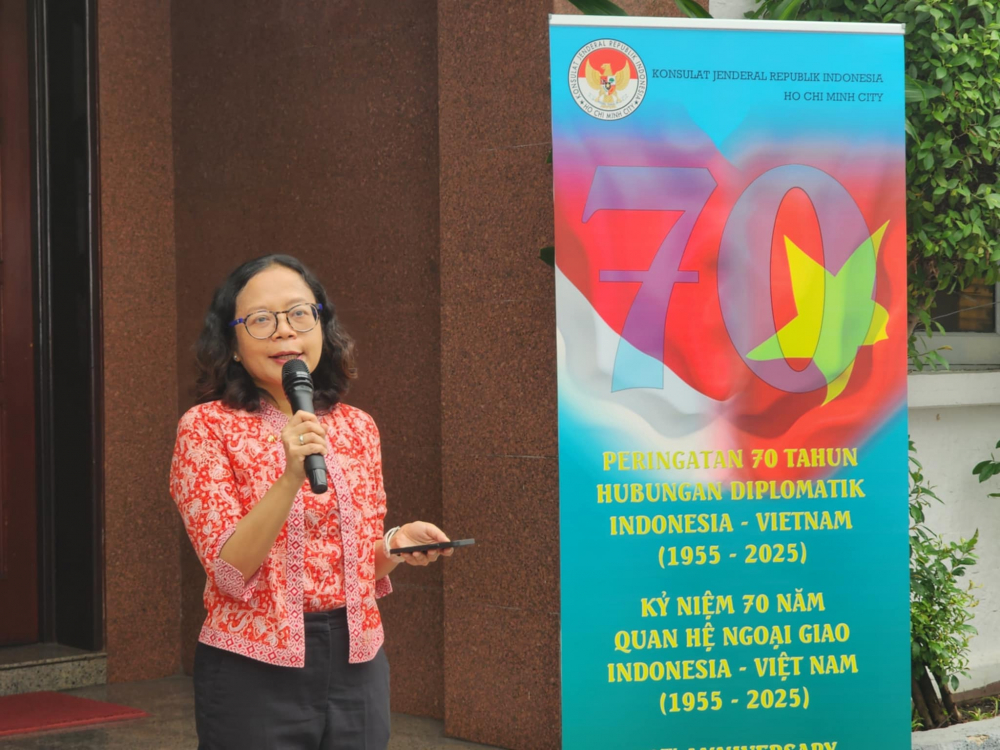 Bà Soneta Asmara – Quyền Tổng lãnh sự Indonesia tại TPHCM - phát biểu khai mạc sự kiện