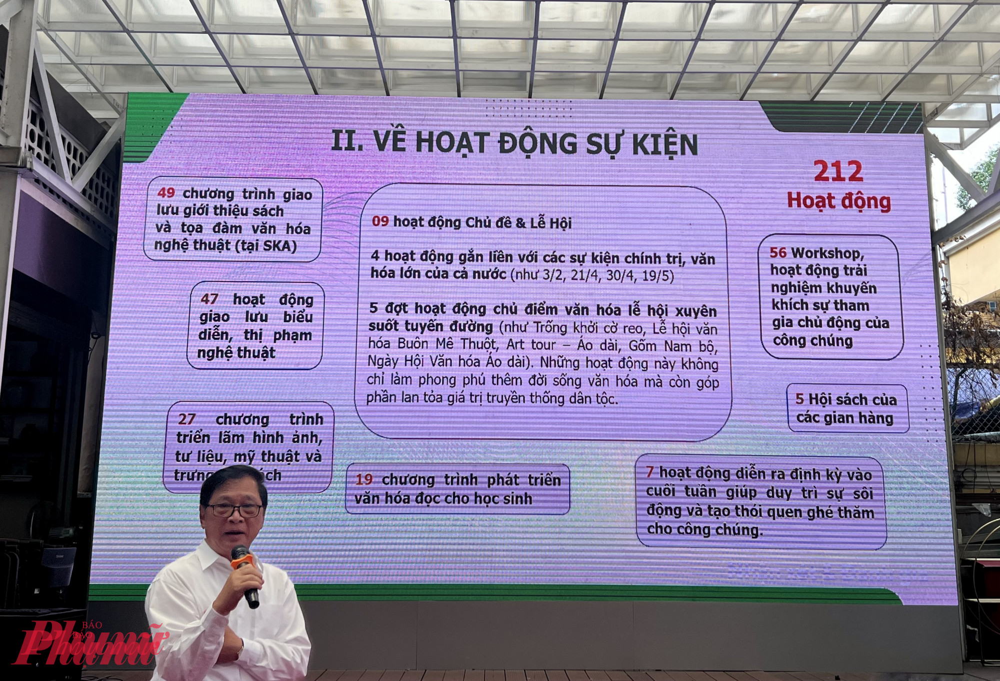 &Ocirc;ng L&ecirc; Ho&agrave;ng chia sẻ tại sự kiện sơ kết diễn ra ở Đường S&aacute;ch TPHCM