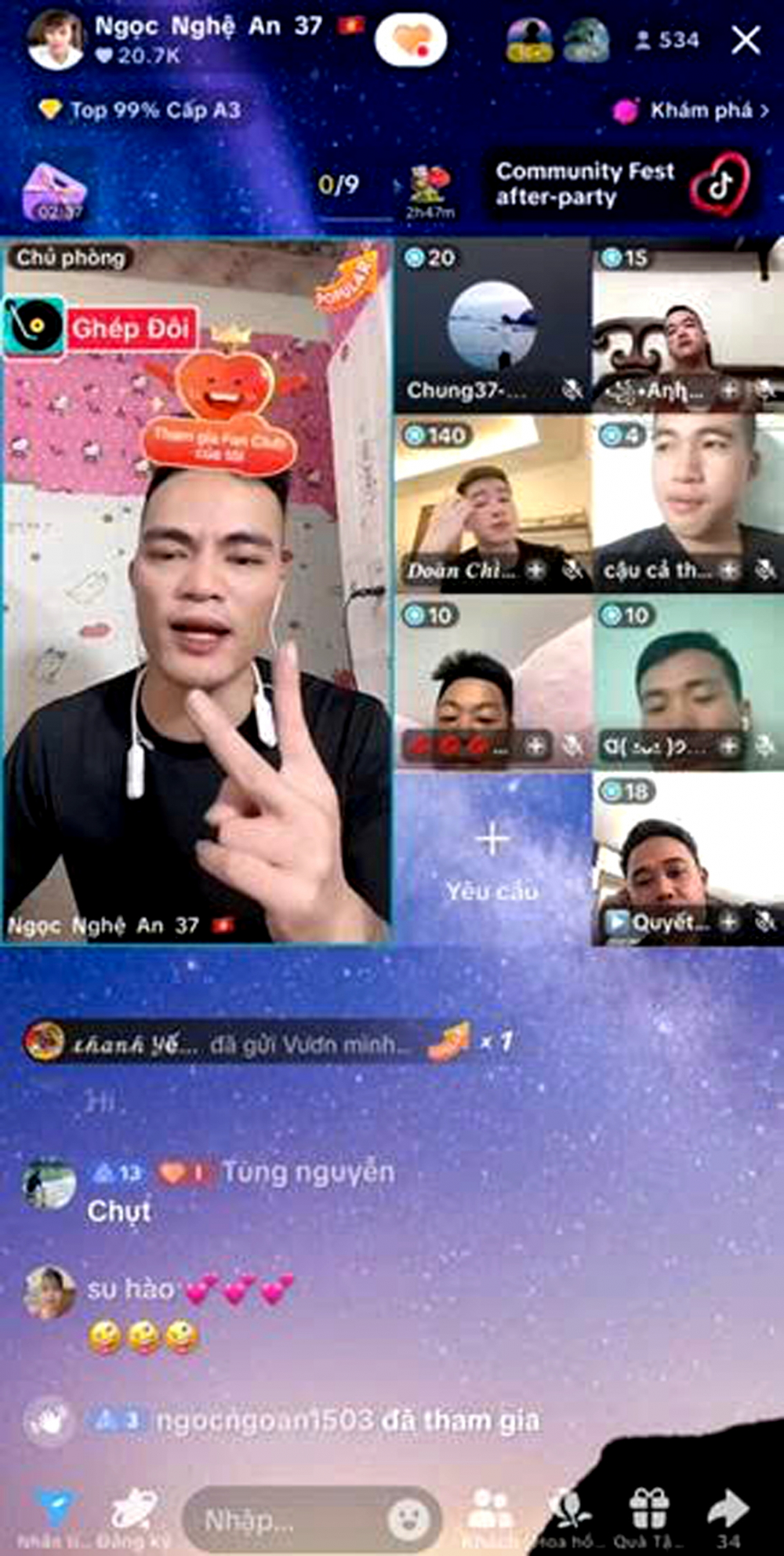 Một k&ecirc;nh TikTok c&oacute; hoạt động live stream gh&eacute;p đ&ocirc;i - Ảnh chụp m&agrave;n h&igrave;nh