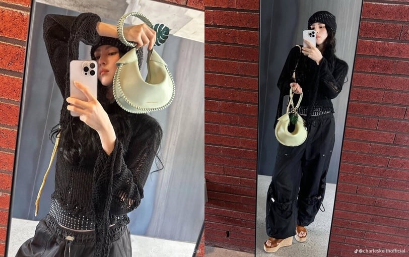 Charles & Keith  Blume &ndash; khoảng 2,79 triệu đồng Chiếc t&uacute;i m&agrave;u xanh matcha tươi m&aacute;t, nổi bật với charm l&aacute; nhiệt đới đ&iacute;nh k&egrave;m, gợi cảm gi&aacute;c m&ugrave;a h&egrave; rực rỡ. Quai t&uacute;i được thiết kế c&oacute; thể biến đổi h&igrave;nh d&aacute;ng th&agrave;nh &ldquo;b&aacute;nh quy may mắn&rdquo; độc đ&aacute;o &ndash; chi tiết nhỏ nhưng gi&uacute;p tổng thể trở n&ecirc;n th&uacute; vị hơn. Han So Hee thường phối mẫu n&agrave;y với v&aacute;y trắng hoặc set đồ pastel, tạo vẻ trẻ trung, ph&oacute;ng kho&aacute;ng.