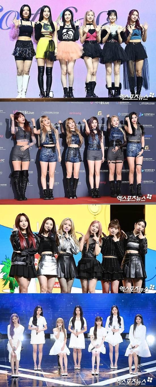 C&aacute;c nh&oacute;m nữ K-pop từ tr&ecirc;n xuống Weekly, Everglow, Rocket Punch v&agrave; Cherry Bullet. Ảnh: Xportsnews