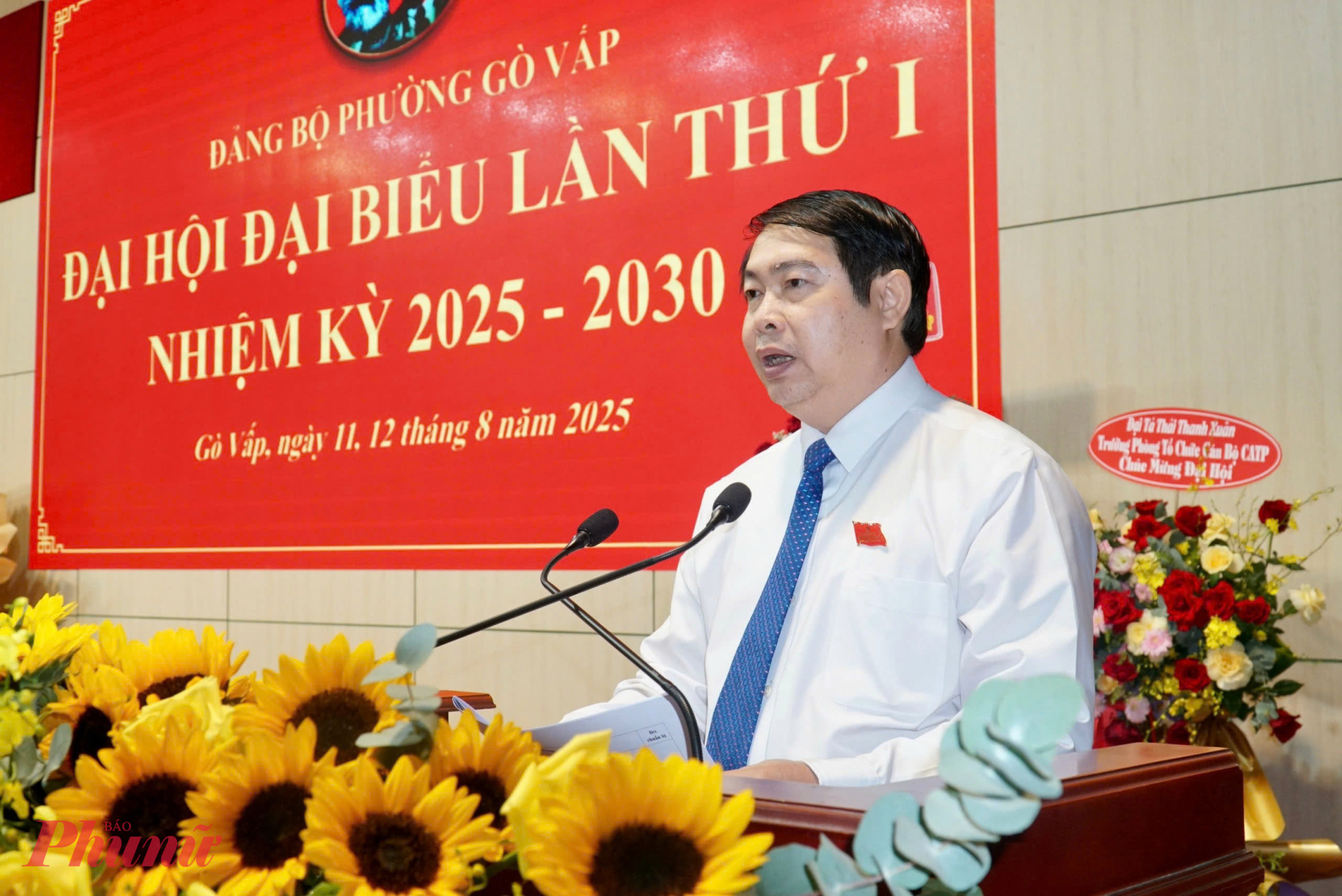 &Ocirc;ng Nguyễn Tr&iacute; Dũng - B&iacute; thư Đảng uỷ phường G&ograve; Vấp ph&aacute;t biểu tại hội nghị - Ảnh: Thanh T&acirc;m