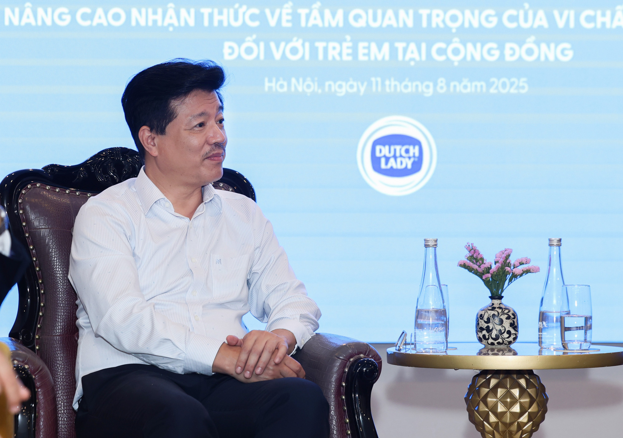 &Ocirc;ng Vũ Mạnh Cường - Gi&aacute;m đốc Trung t&acirc;m Truyền th&ocirc;ng, Gi&aacute;o dục Sức khỏe Trung ương, Bộ Y tế nhấn mạnh vai tr&ograve; thiết yếu của vi chất dinh dưỡng trong ph&aacute;t triển to&agrave;n diện trẻ em Việt Nam - Ảnh: FCV