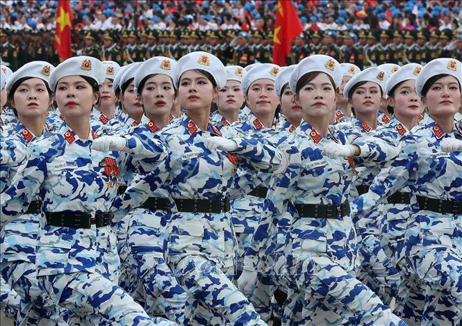 Khối nữ sĩ quan Qu&acirc;n y - Ảnh: L&acirc;m Kh&aacute;nh/TTXVN