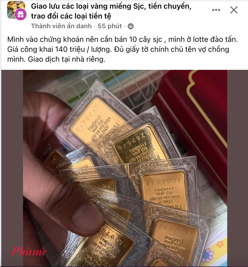 Tr&ecirc;n thị trường chợ đen xuất hiện c&aacute;c lời rao b&aacute;n v&agrave;ng với gi&aacute; 140 triệu đồng/lượng - Ảnh: Thanh Hoa
