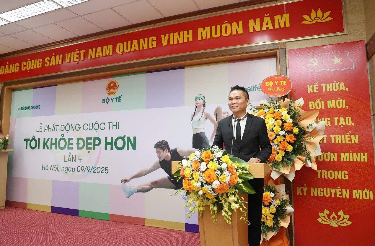 &Ocirc;ng Nguyễn Th&agrave;nh Đạt - Gi&aacute;m đốc Truyền th&ocirc;ng cấp cao Herbalife Việt Nam - ph&aacute;t biểu tại Lễ ph&aacute;t động cuộc thi &ldquo;T&ocirc;i khỏe đẹp hơn&rdquo; lần 4 - Ảnh: Herbalife Việt Nam