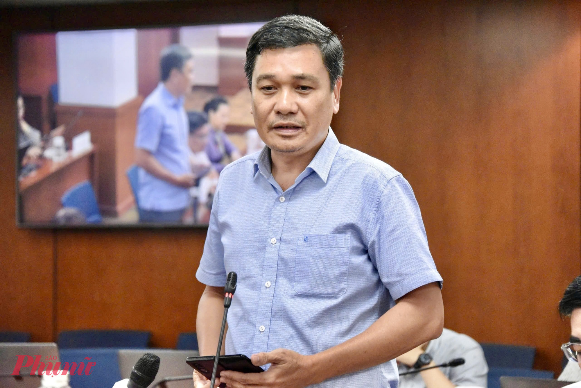 &Ocirc;ng Nguyễn Ki&ecirc;n Giang - Ph&oacute; Trưởng ph&ograve;ng Quản l&yacute; bảo tr&igrave; v&agrave; khai th&aacute;c c&ocirc;ng tr&igrave;nh giao th&ocirc;ng - th&ocirc;ng tin tại buổi họp b&aacute;o - Ảnh: Thanh T&acirc;m