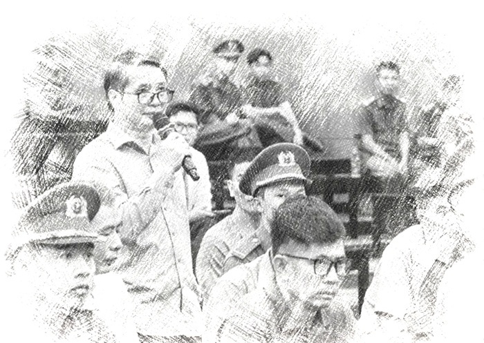 Bị c&aacute;o Phạm Th&aacute;i H&agrave; khai b&aacute;o tại t&ograve;a - Ảnh: N.A
