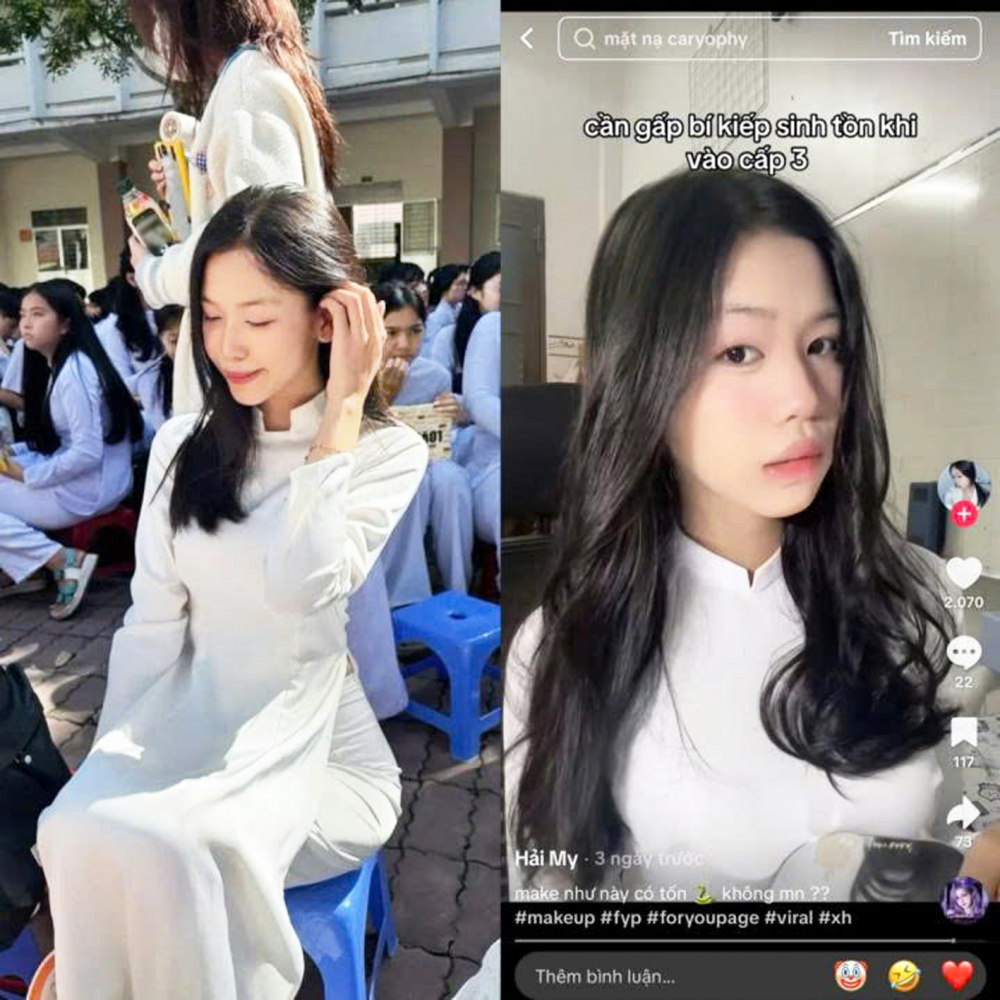 Hải My l&agrave; gương mặt quen thuộc tr&ecirc;n TikTok với c&aacute;c clip hướng dẫn l&agrave;m đẹp - Ảnh chụp m&agrave;n h&igrave;nh