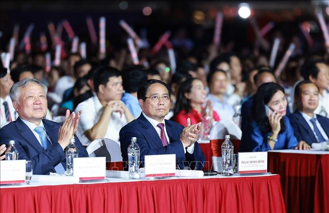Thủ tướng Phạm Minh Ch&iacute;nh dự Lễ bế mạc Triển l&atilde;m th&agrave;nh tựu đất nước &ldquo;80 năm h&agrave;nh tr&igrave;nh Độc lập -Tự do - Hạnh ph&uacute;c&rdquo;. Ảnh: TTXVN