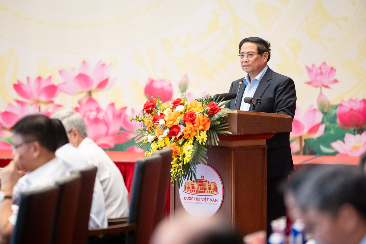 Thủ tướng Phạm Minh Ch&iacute;nh ph&aacute;t biểu tại Hội nghị - ảnh: Phạm Thắng