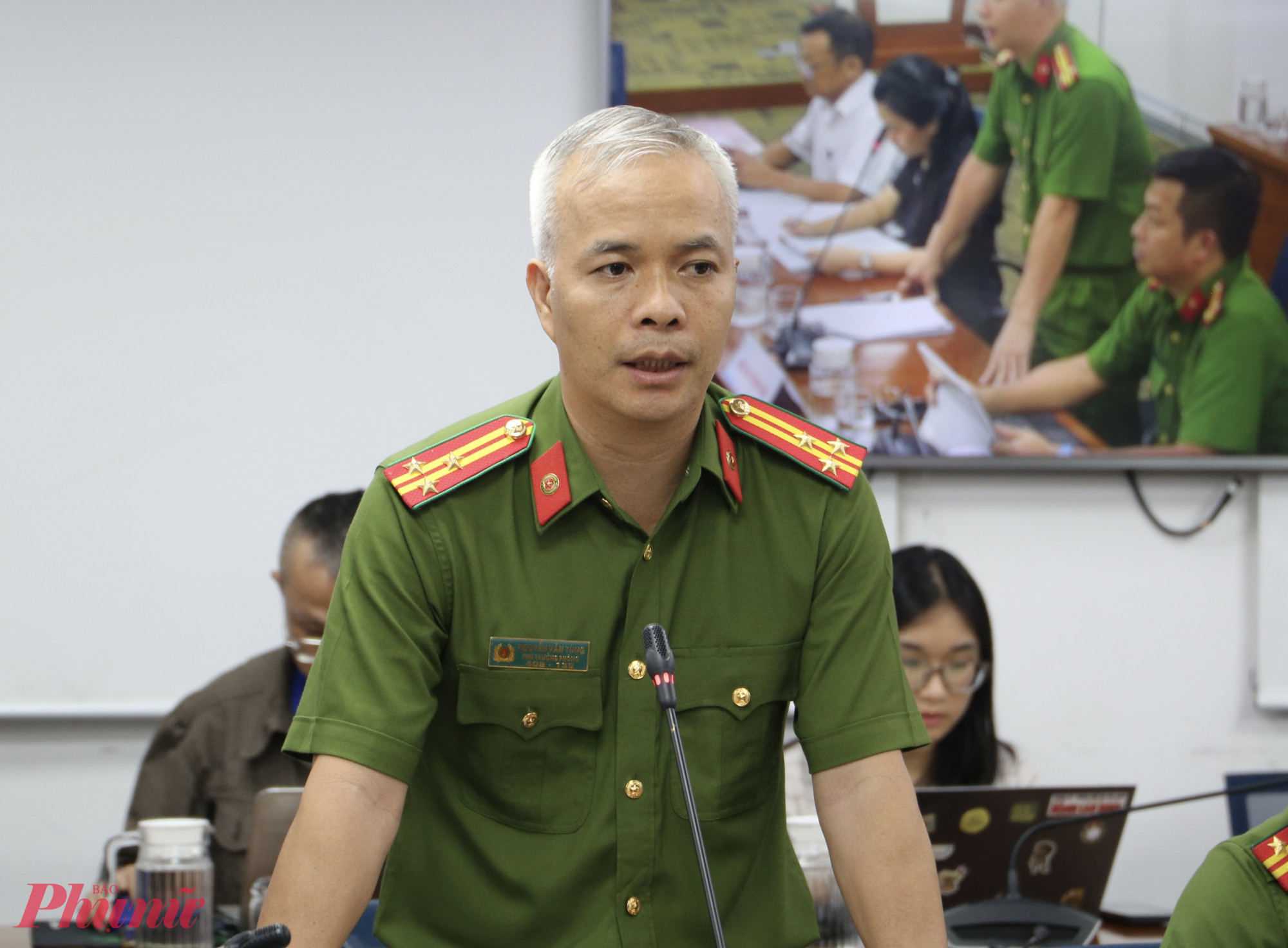 Thượng t&aacute; Nguyễn Văn T&ugrave;ng - Ph&oacute; Trưởng Ph&ograve;ng Cảnh s&aacute;t PCCC v&agrave; CNCH (PC07), C&ocirc;ng an TPHCM th&ocirc;ng tin trong buổi họp b&aacute;o - Ảnh: Thanh T&acirc;m