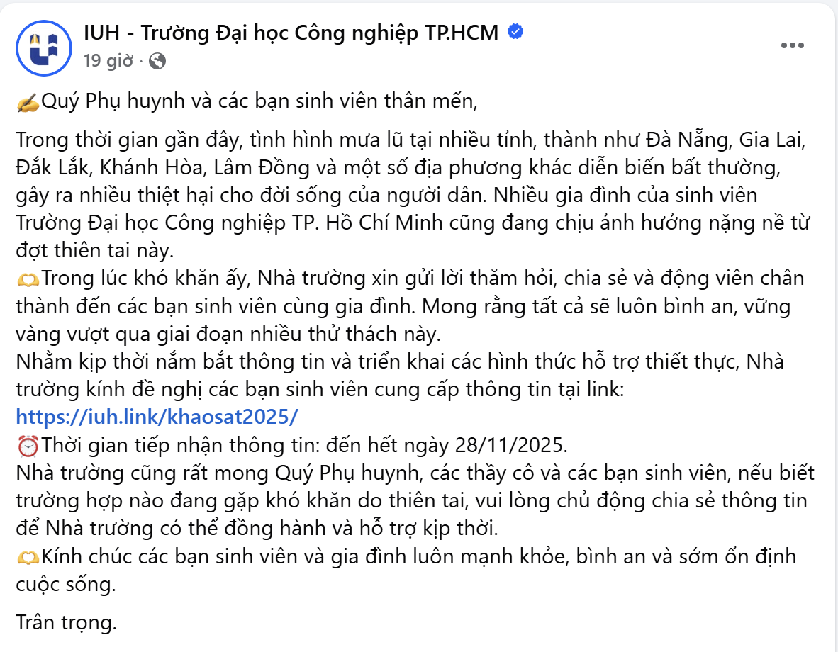 B&agrave;i viết của Trường đại học C&ocirc;ng nghiệp TPHCM - Ảnh chụp m&agrave;n h&igrave;nh