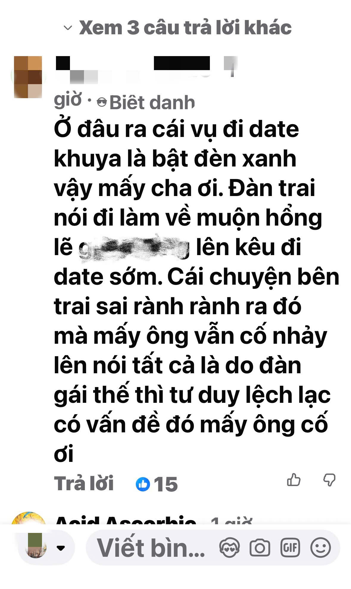 Những b&igrave;nh luận phản ứng việc quy chụp bạn g&aacute;i đồng &yacute; đi xem phim l&agrave; bật đ&egrave;n xanh cho đụng chạm.