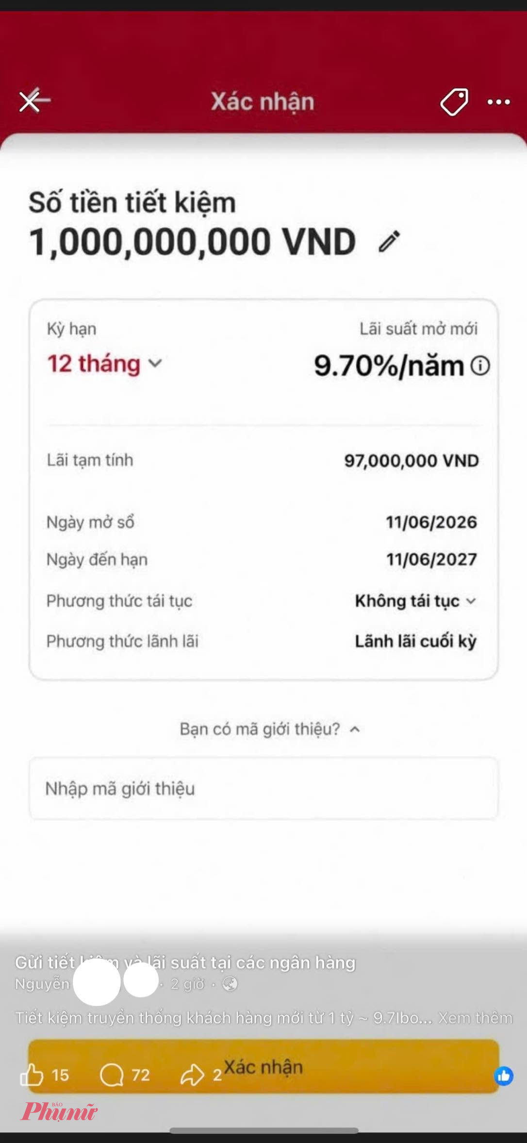 Đối tượng giới thiệu với ch&uacute;ng t&ocirc;i một ứng dụng gửi tiền lạ hoắc