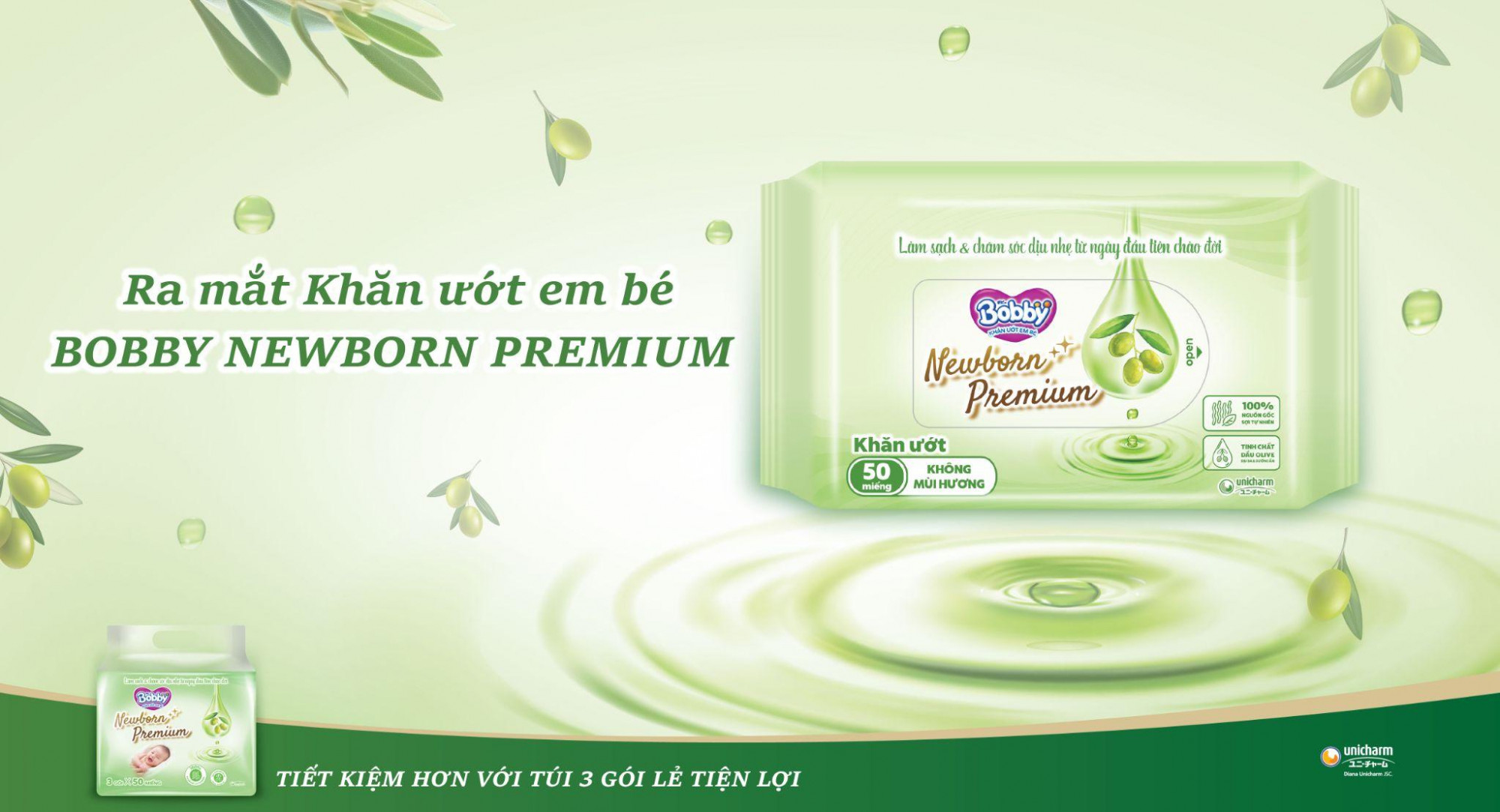 Khăn ướt Bobby Newborn Premium chinh phục mẹ bỉm nhờ độ êm mềm cao cấp, chuyên biệt cho làn da trẻ sơ sinh