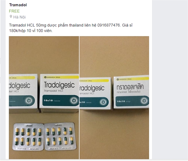 Thuoc Tramadol: Ban tran lan, du mot vien cung chuyen sang cong an