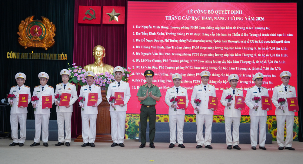 Bộ Công an thăng cấp bậc hàm, nâng bậc lương cho 3 Phó Giám đốc Công an tỉnh Thanh Hóa-1.jpg