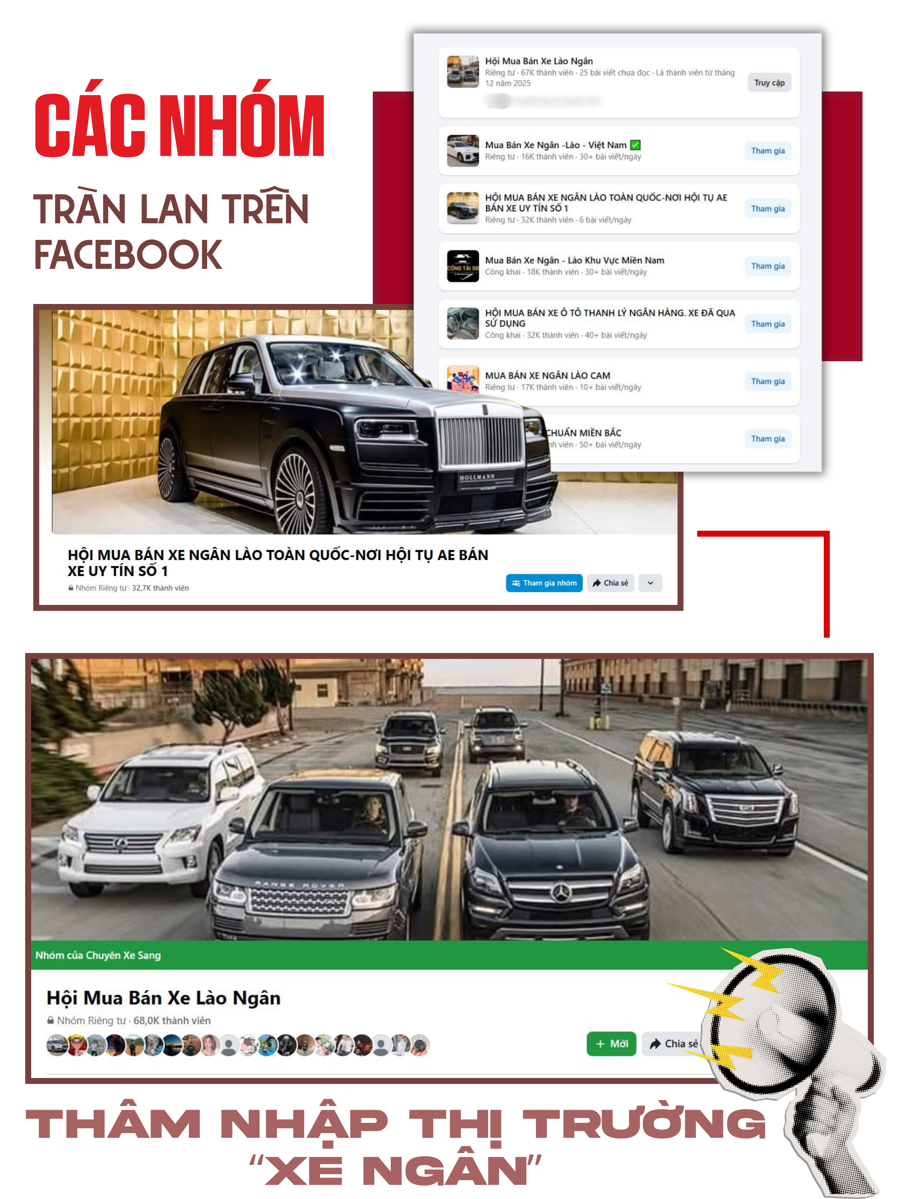 ẢNH GHÉP 1 - Các nhóm “Hội mua bán xe Lào – ngân”, “Hội mua bán xe ngân – Lào toàn quốc” tràn làn trên Facebook (3 ảnh).png