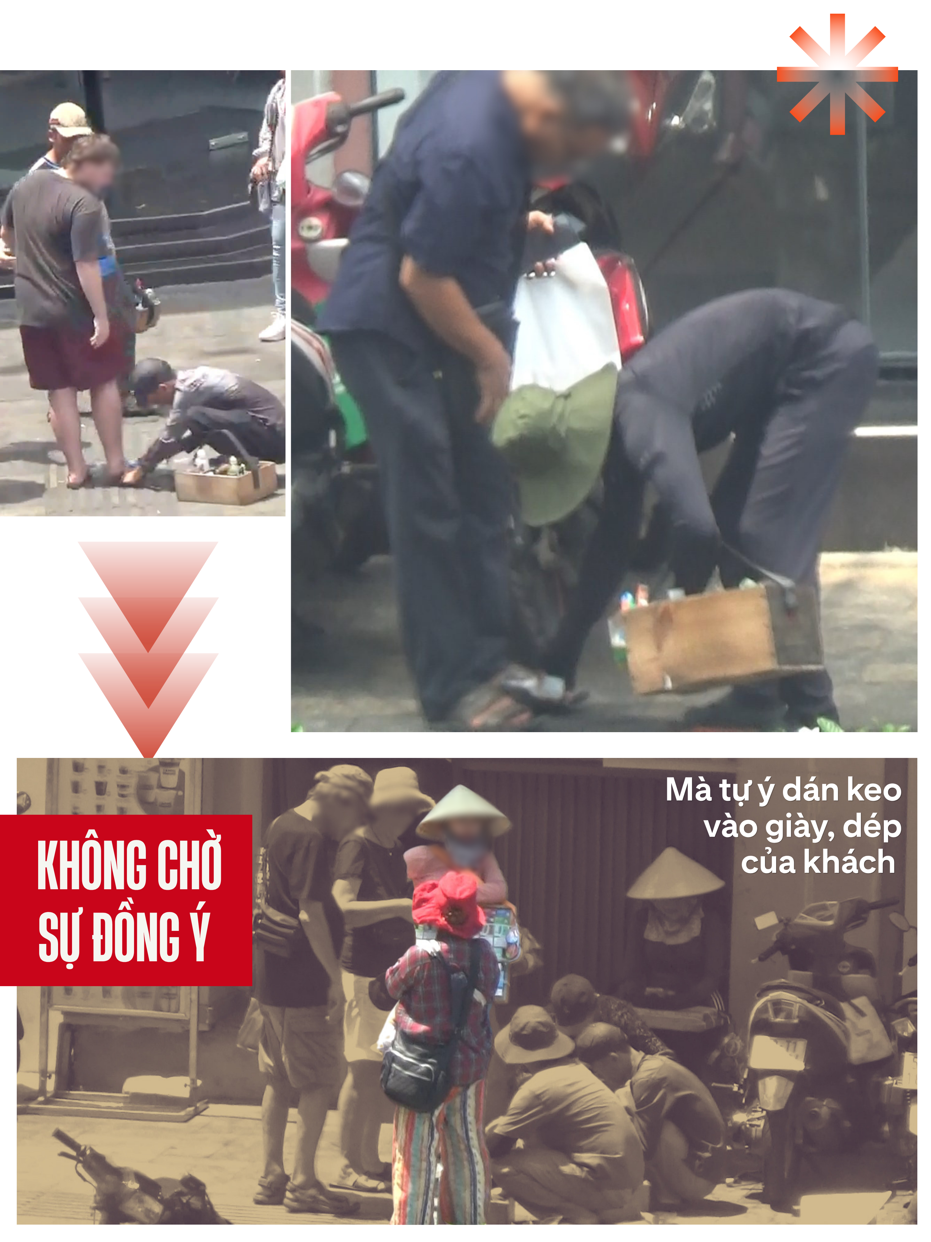 ẢNH GHÉP 3 -  HỌ không chờ sự đồng ý mà tự ý dán keo vào giày, dép của khách (5 ảnh).png
