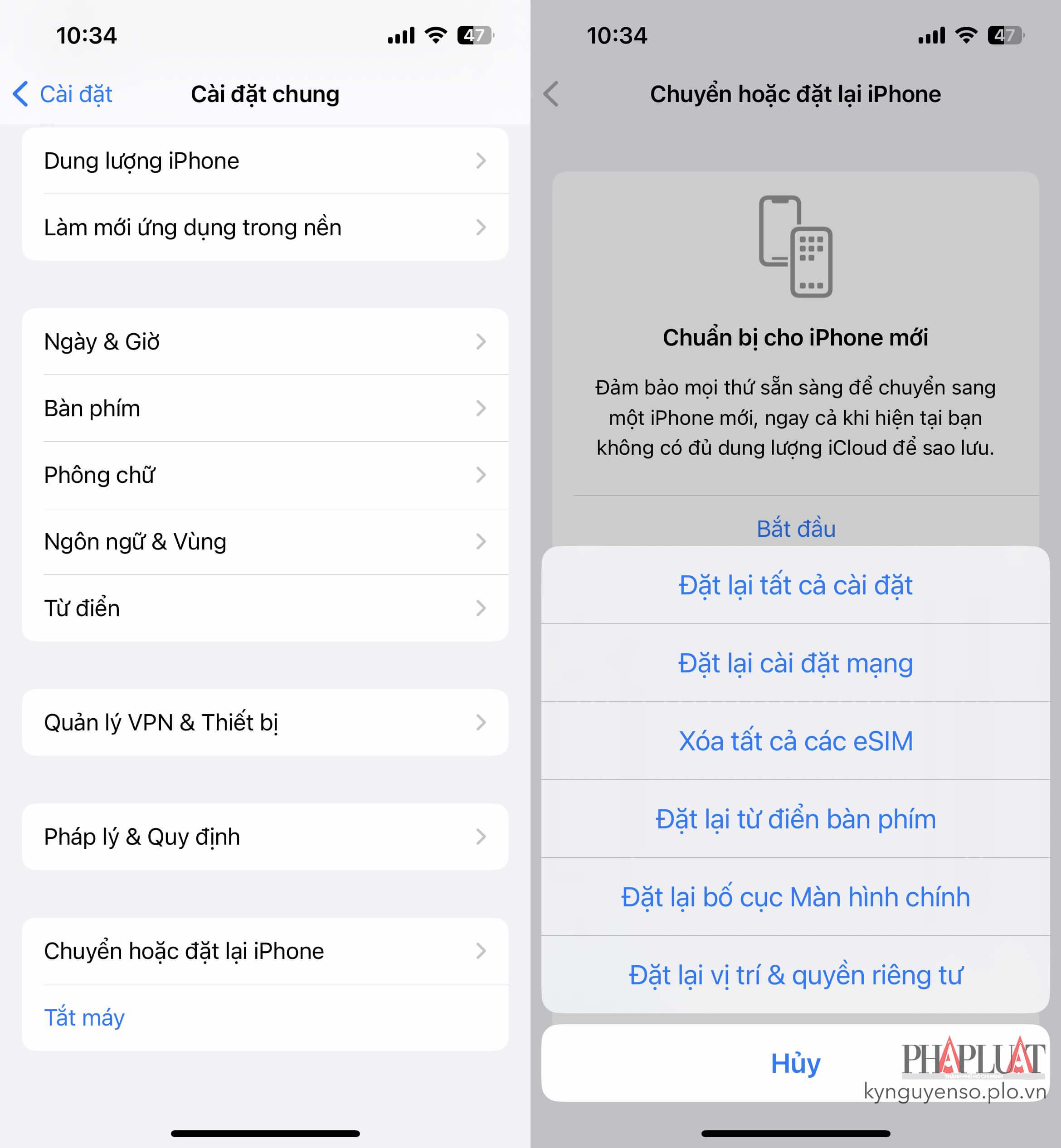Đặt lại tất cả cài đặt mạng trên iPhone. Ảnh: MINH HOÀNG