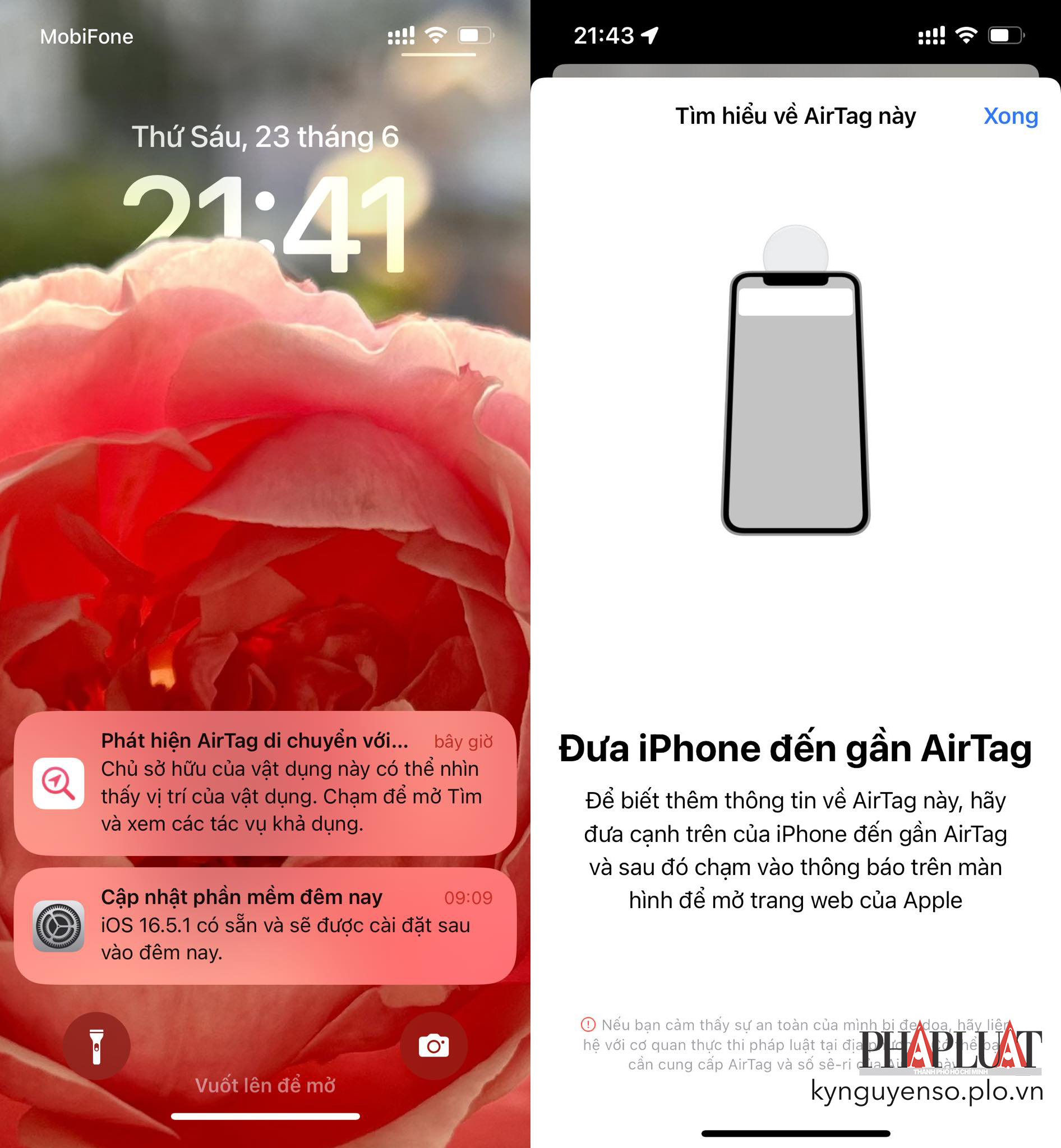 iPhone sẽ cảnh báo nếu phát hiện AirTag lạ theo dõi bạn. Ảnh: TIỂU MINH