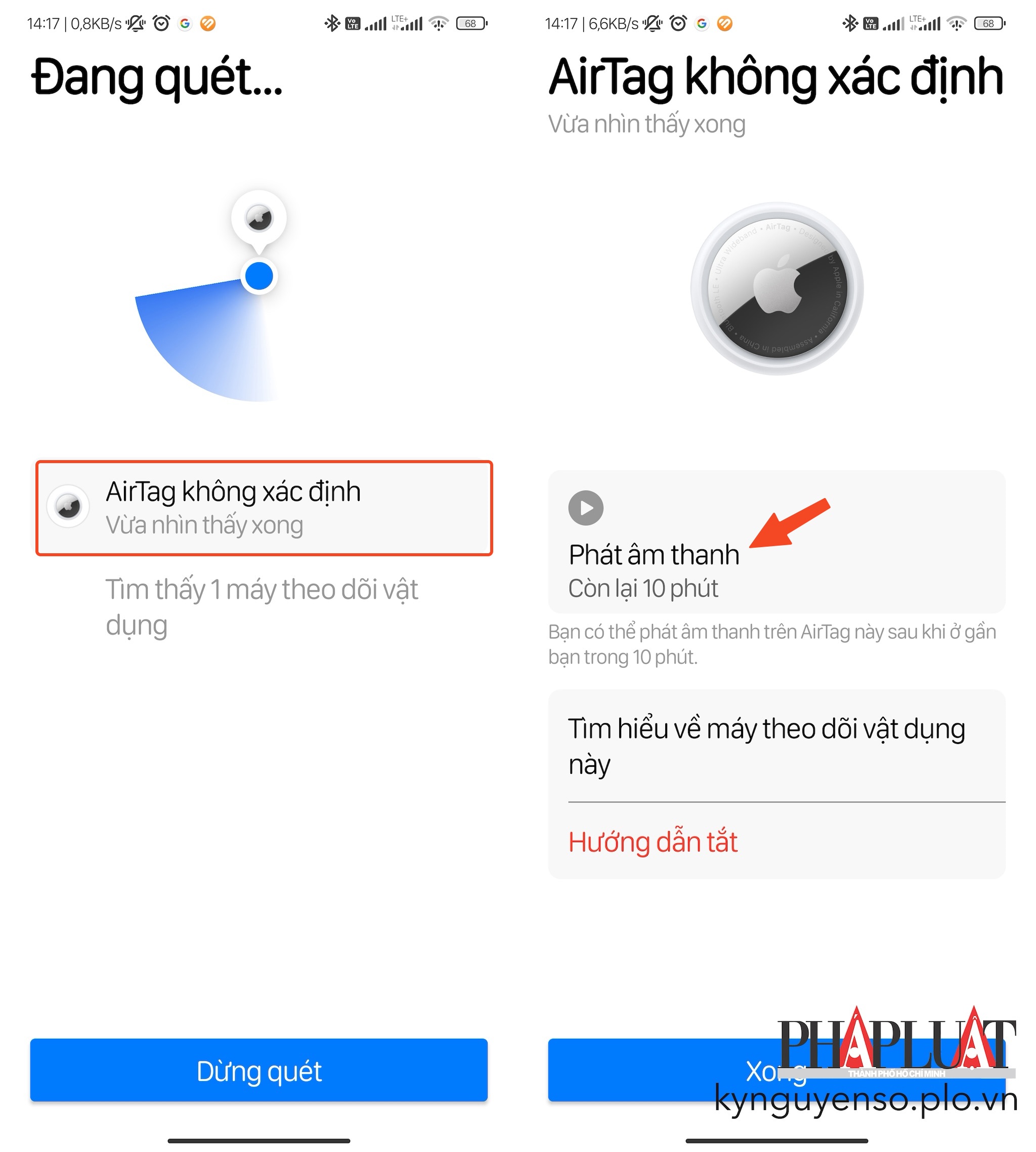 Cách phát hiện và vô hiệu hóa thiết bị theo dõi bằng Tracker Detect. Ảnh: TIỂU MINH