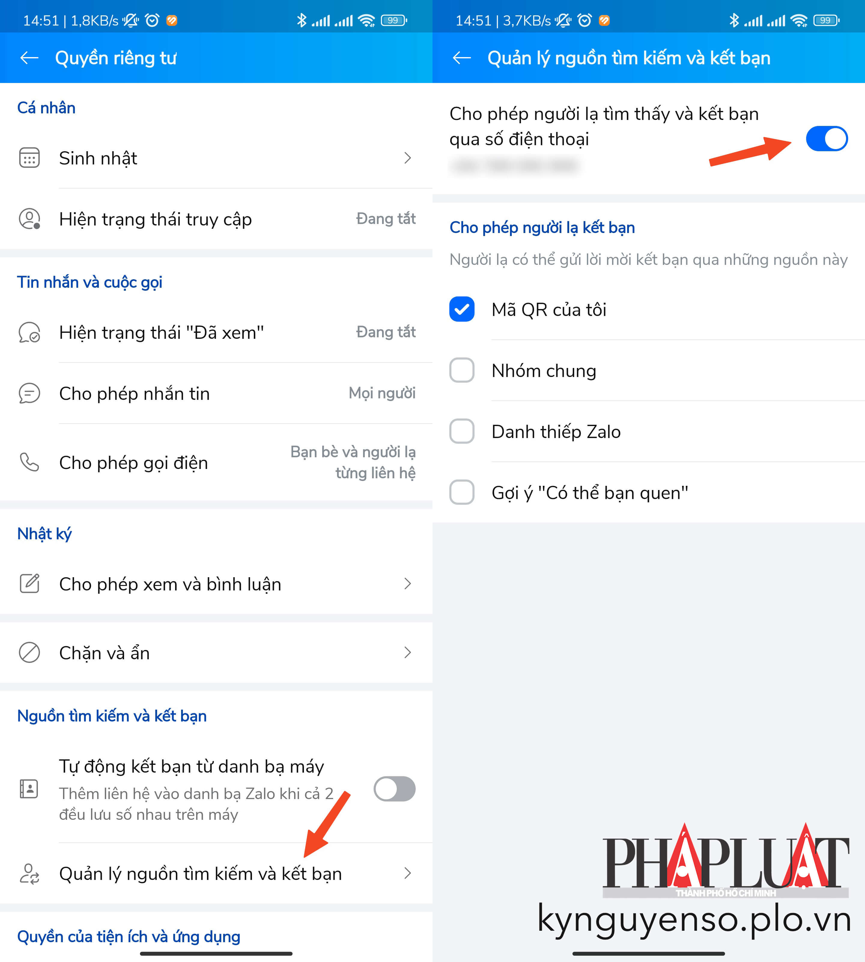 Chặn người khác tìm ra tài khoản Zalo của bạn. Ảnh: MINH HOÀNG