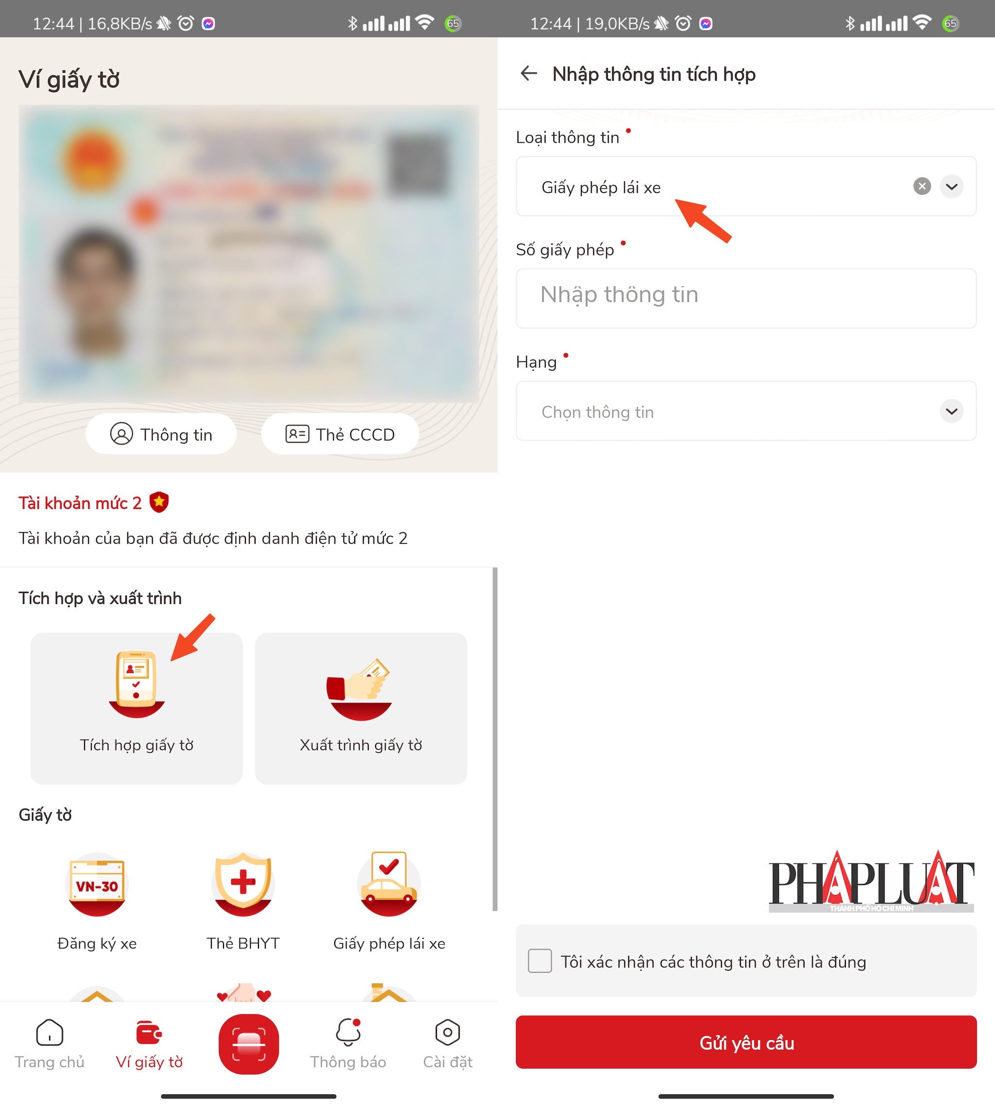 Cách tích hợp GPLX vào VNeID. Ảnh: MINH HOÀNG